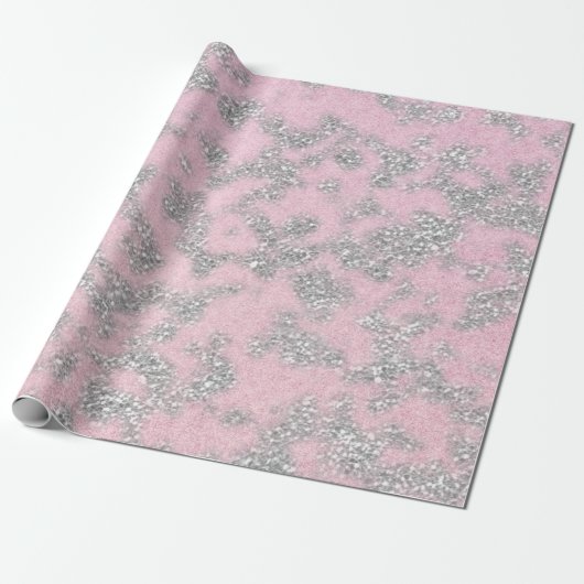 Pink Pastel Silver Grau Glitzer Funkelnd Abstrakt Geschenkpapier (Ungerollt)