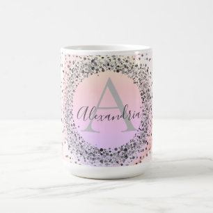 Pink Pastel Silver Speckled Glittery Personalisier Verwandlungstasse