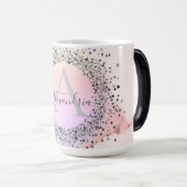 Pink Pastel Silver Speckled Glittery Personalisier Verwandlungstasse (VorderseiteRechts)