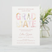 Pink Pastel Soft Dreamy Architect Graduation Einladung (Stehend Vorderseite)