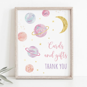 Pink Pastel Space Cards und Geschenke Geburtstagsz Poster