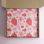 Pink Pastel Strawberry Floral Bow Seidenpapier
