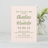 Pink Pastel Striping Whimsical Wedding Einladung (Stehend Vorderseite)