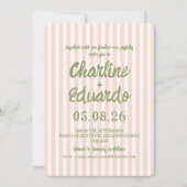 Pink Pastel Striping Whimsical Wedding Einladung (Vorderseite)