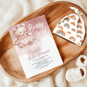 Pink Pastel Teddy Bear Baby Dusche warten Einladung