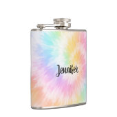 Pink Pastel Tie Dye Girly Chic                     Flachmann (Rechts)