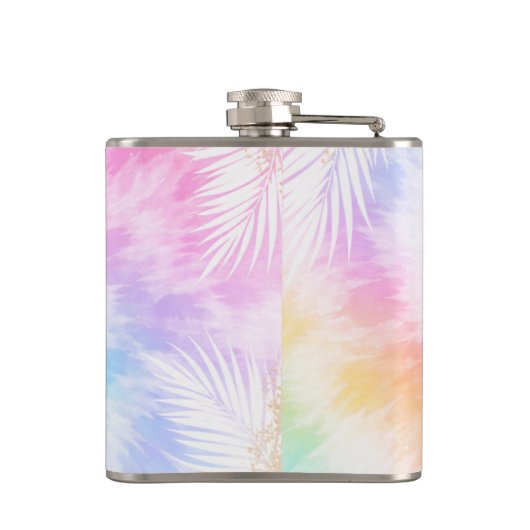 Pink Pastel Tie Dye Girly Chic                     Flachmann (Rückseite)