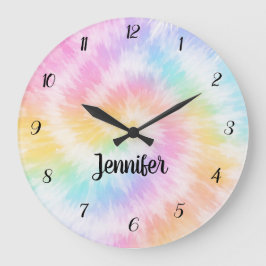 Pink Pastel Tie Dye Girly Chic                     Große Wanduhr