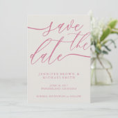 Pink Pastel Tone Script Photo Calligraphy Wedding Save The Date (Stehend Vorderseite)