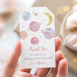 Pink Pastel Two the Moon Space Geburtstag Vielen D Geschenkanhänger