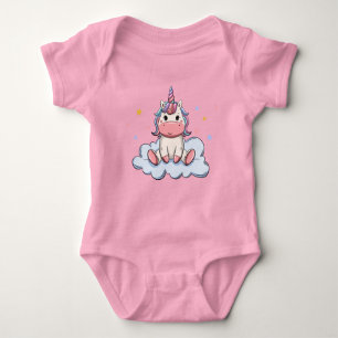 Pink Pastel Unicoron auf einer Wolke Baby Strampler