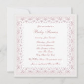Pink Pastel Vintag Baby Girl Dusche Einladung (Rückseite)