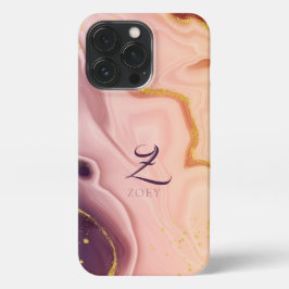 Pink Pastel Violet Glitzer Wasserfarbe individuell iPhone 16 Pro Hülle