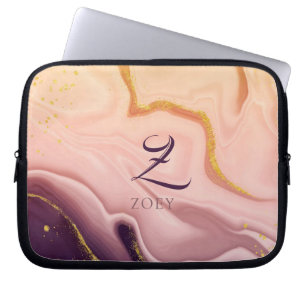 Pink Pastel Violet Glitzer Wasserfarbe individuell Laptopschutzhülle