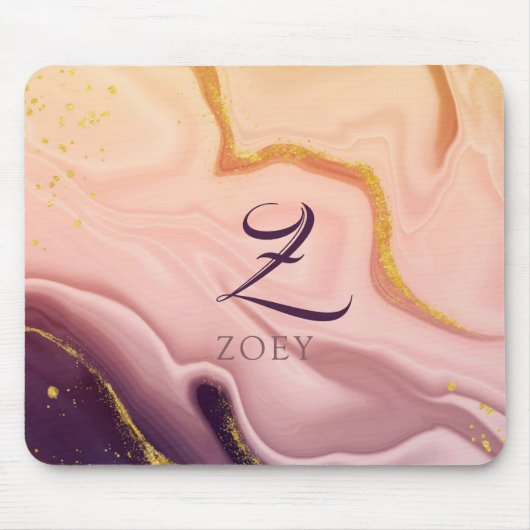 Pink Pastel Violet Glitzer Wasserfarbe individuell Mousepad (Vorne)