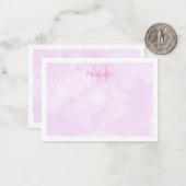 Pink Pastel Watercolor All Occasion Monogram Mitteilungskarte (Vorderseite/Rückseite Beispiel)