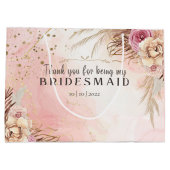 Pink Pastel Watercolor Bridesmaid Vielen Dank Große Geschenktüte (Rückseite)