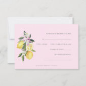 Pink Pastel Watercolor Citrus Wedding RSVP Card (Rückseite)