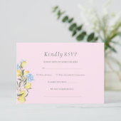 Pink Pastel Watercolor Citrus Wedding RSVP Card (Stehend Vorderseite)