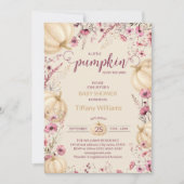 Pink Pastel Watercolor Pumpkin fallen wild Blume Einladung (Vorderseite)