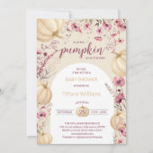 Pink Pastel Watercolor Pumpkin fallen wild Blume Einladung (Vorderseite)