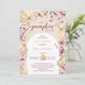Pink Pastel Watercolor Pumpkin fallen wild Blume Einladung (Stehend Vorderseite)
