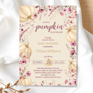 Pink Pastel Watercolor Pumpkin fallen wild Blume Einladung