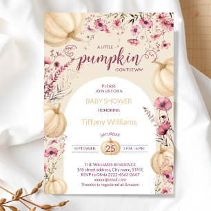 Pink Pastel Watercolor Pumpkin fallen wild Blume Einladung