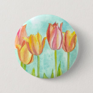 Pink Pastel Watercolor Tulip Blume Button