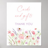 Pink Pastel Wildblume Karten und Geschenke Zeichen Poster (Vorne)