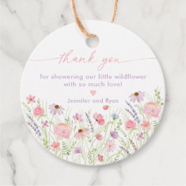 Pink Pastel Wildblume Kinderdusche Geschenkanhänger