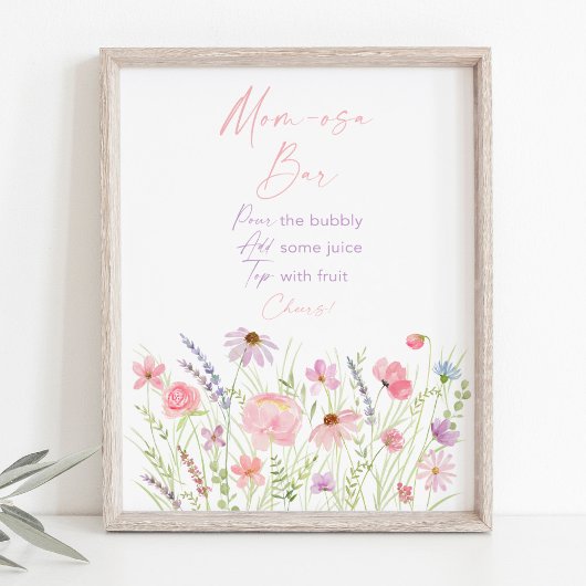 Pink Pastel Wildblume Kinderdusche Mimosa Bar Zeic Poster