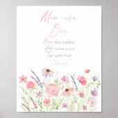 Pink Pastel Wildblume Kinderdusche Mimosa Bar Zeic Poster (Vorne)