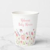 Pink Pastel Wildblume Kinderdusche Pappbecher (Rückseite)