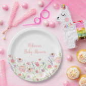 Pink Pastel Wildblume Kinderdusche Pappteller (Party)