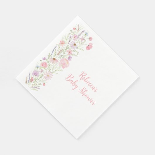 Pink Pastel Wildblume Kinderdusche Serviette (Ecke)