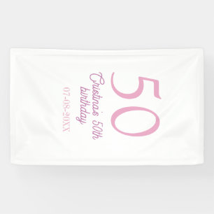 PINK PASTELL 50 Geburtstag Jubiläum Name Datum Banner