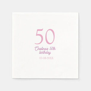 PINK PASTELL 50 Geburtstag Jubiläum Name Datum Serviette