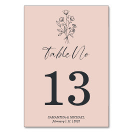 Pink Pastell Boho Botanische Signatur Bläserei Tischnummer