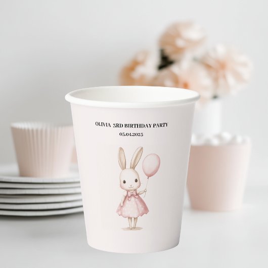 Pink Pastell Bunny Oaster | Kindergeburtstag Pappbecher
