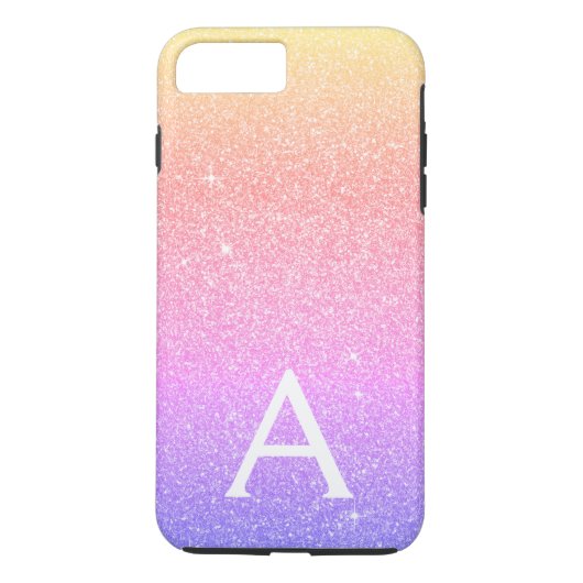 Pink-Pastell-Glitzer und Sparkle-Monogramm Case-Mate iPhone Hülle (Rückseite)