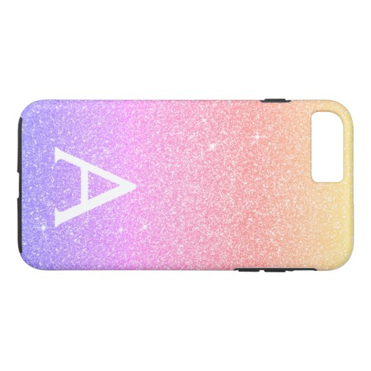 Pink-Pastell-Glitzer und Sparkle-Monogramm Case-Mate iPhone Hülle (Rückseite (Horizontal))