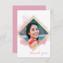 Pink Pastell & Gold Diamond Abschluss Vielen Dank Einladung