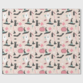 Pink Pastell Halloween Geschenkpapier (Flach)