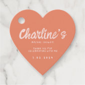 Pink Pastell Handwriting Retro Brautparty Gefallen Geschenkanhänger (Vorderseite)