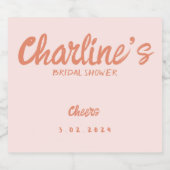 Pink Pastell Handwriting Retro Brautparty Schaumweinetikett (Einzelnes Label)