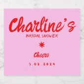 Pink Pastell Handwriting Retro Brautparty Schaumweinetikett (Einzelnes Label)