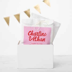 Pink Pastell Handwriting Retro Gastgeschenk Hochze Geschenktütchen