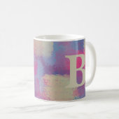 Pink Pastell Patchwork Monogram Kaffeetasse (VorderseiteRechts)