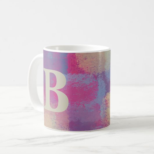 Pink Pastell Patchwork Monogram Kaffeetasse (Vorderseite Links)